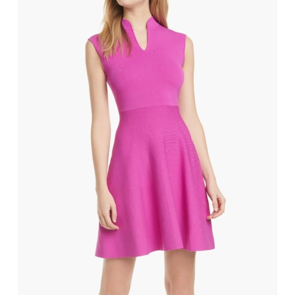 Ted Baker London Lliliee Sleeveless Knit Skater Dress in Fuchsia sz 5 (US 12)